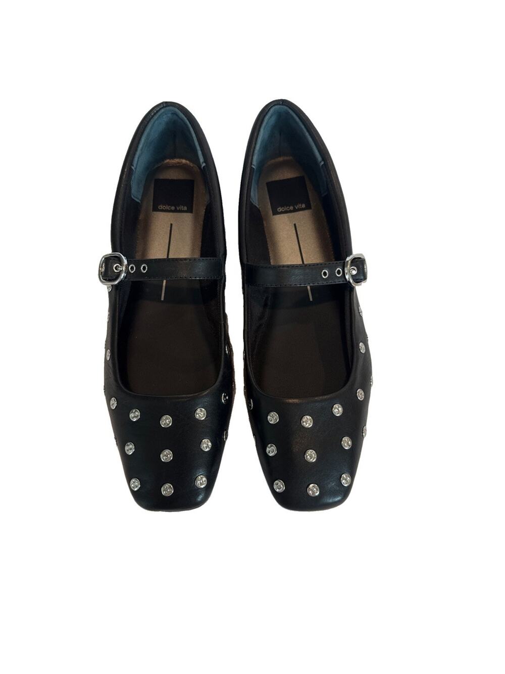 Dolce Vita Reyes Stud Mary Jane Ballet Flats – Black Leather | Women’s Size 8